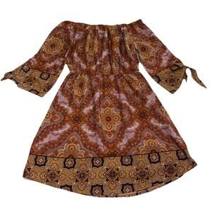 Speed Control Dress Size Small Paisley Print Off Shoulder Bell Sleeves